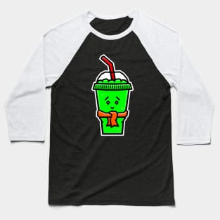 Cute Ice Slushie in Green Lime Flavour with a Yellow Scarf - Green Slushy Baseball T-Shirt